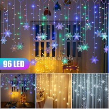 Christmas 96 LED Curtain Window Snowflake String Fairy Lights Waterproof Decor String Curtain price