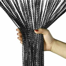 String Door Curtain Room Divider Crystal Tassel Fringe Beaded Window Panel BLACK String Curtain price