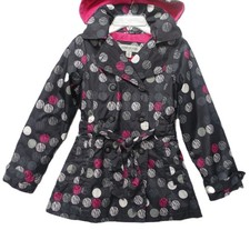 LONDON FOG~MINT!!~BLACK CIRCLE PRINT GIRLS 10 HOODED TRENCH COAT FLEECE LINED Girls' Trench Coat price
