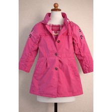 London Fog Kids Girls Pink Embroidered Ruffle Hooded Trench Coat M/6 Girls' Trench Coat price