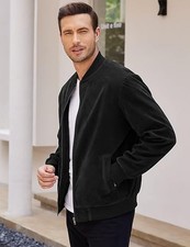 COOFANDY Men's Casual Varsity Jacket Vintage Lightweight Suede Bomber Black Men's Jacket price