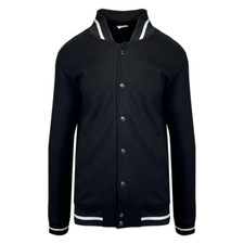 Cotton Best Men's Black Jacket Fleece White Line Varsity Style L/S (S01) Men's Jacket price