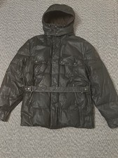 Belstaff vintage Men’s Goose Down Jacket M/L Dark Brown Waxed Cotton Hood & Belt Men's Jacket price