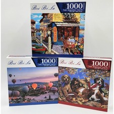 Lot of 3 1000 Piece Jigsaw Puzzles Balloons Furry Dogs Tavern Cafe SEALED Jigsaw price