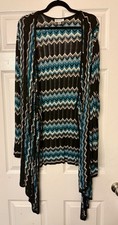 Avenue Open Front Cardigan Womens 22/24 Blue Black Chevron Long Sleeve Plus Women's Coat price
