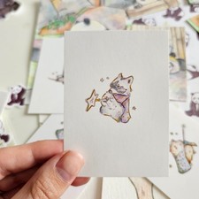 ACEO Print of Painting Wizard Racoon in Watercolors Original Art by Colorpaw Paints price