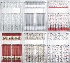 3 Piece Kitchen Window Curtain Panel Tiers & Valance Set - Various Designs Curtain Set price
