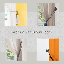 Curtain Tieback Hooks - Set of 2 Adhesive Metal Holdbacks for Drapery Curtain Set price