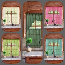 3PC ELEGANT SHEER ORGANZA KITCHEN ROD POCKET WINDOW CURTAIN TREATMENT SET Curtain Set price