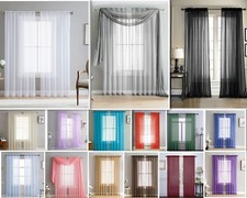 Jenna Collection Sheer Voile Solid Window Curtain Panel  - Set of 2 - ALL COLORS Curtain Set price