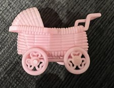 Plastic Play Toy Dollhouse Baby Buggy Stroller Pram Carraige Pink 3"x2.25"x1.75" Stroller-Pram Canopy price