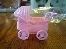 Plastic Play Toy Dollhouse Baby Buggy Stroller Pram Carraige Pink 3"x2.25"x1.75" Stroller-Pram Canopy price