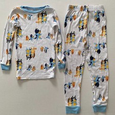 Bluey Boys Pajama Set Size 6 White All Over Print 2 Piece 100% Cotton EUC Boys' Pajamas price