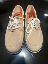 Ralph Lauren Polo Boys' Tan Canvas Hook and Loop Boat Shoes, Size 5 1/2 Boys' Boat Shoes price
