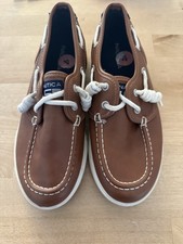 Nautica Dockside Boat Shoes Boys 4 Brown Spinnaker Youth Loafers Boys' Boat Shoes price