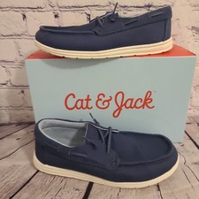 Cat And Jack Boys Boat Shoes Navy Blue Size 5 Worn One Time With Box. Boys' Boat Shoes price