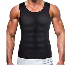 Mens Slimming Body Shaper Belly Chest Compression Vest Girdle T-Shirt Tank Top Men's Corset price