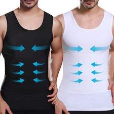 Mens Slimming Body Shaper Belly Chest Compression Vest Girdle T-Shirt Tank Top Men's Corset price
