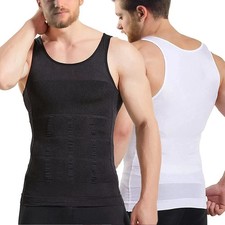 Mens Slimming Body Shaper Belly Chest Compression Vest Girdle T-Shirt Tank Top Men's Corset price
