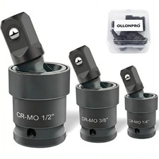3 PC Pneumatic Impact Universal Joint Socket Set Swivel Ball 1/2" 3/8" 1/4" Socket Set price