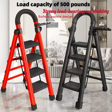 Step Folding Ladder Heavy Duty 500LB Capacity Portable Non Slip Black Ladders price