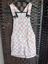 Derek Heart White And Pink Checkered Overalls Girls Size 7/8 Girls' Jumpsuit and Dungarees price