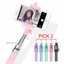 (2PC) Selfie Stick Extendable Handheld Wired 3.5 mm Audio Jack Monopod Holder Selfie Stick price