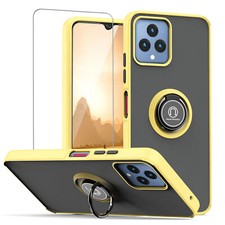 For T-Mobile Revvl 6/6 Pro 5G Ring Case Magnetic Stand Clear Back+Tempered Glass Mobile Phone Back Cover price