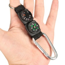 Multifunction Mini Compass Camping Survival Thermometer Carabiner Hook Keychain Compass price