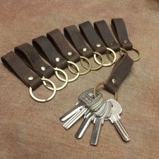1x Leather Pocket Car Keys Ring Clip Purse Holder Real Cowhide Keychain Handmade Keychain price