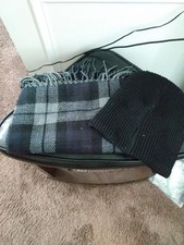 Goodfellow & Co Blue Gray Window Plaid/Solid Scarf and Beanie Men's Neck Warmer price