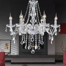 Elegant Crystal Glass Ceiling Pendant Lighting Fixture 6 Lights Chandelier US Chandelier price