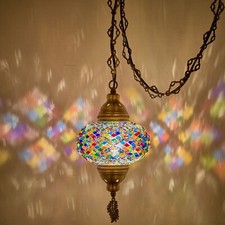 SWAG PLUG IN Turkish Moroccan Mosaic Ceiling Hanging Lamp Pendant Light Fixture Chandelier price