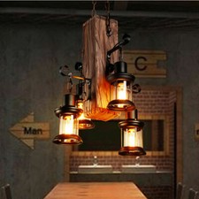 4-Light Retro Wood Chandelier Iron Ceiling Lamp Industrial Rustic Pendant Light Chandelier price