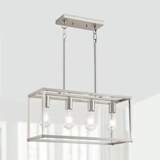 4-Light Dining Room Light Fixture Farmhouse Chandelier Brushed Nickel Modern NEW Chandelier price