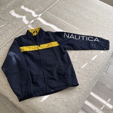 Nautica Jacket Youth Size S/P/CH  8 Navy & Yellow Nylon, Lined, Hooded, Full Zip Boys' Raincoat price