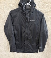 Columbia Jacket Kids Yourh Medium 10-12 Black Rain Hooded Coat Nylon Boys' Raincoat price