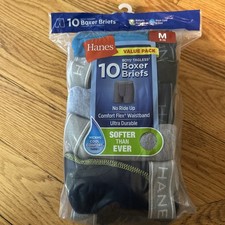 Hanes Boys Boxer Briefs 10-Pack Medium Tagless Cool Comfort Flex Breathable -New Boys' Boxer price