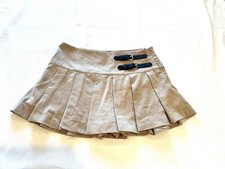 Love Tree Beige Solid Pleated Mini Skirt Short Buckle Accent Stretch Size M Skirt price