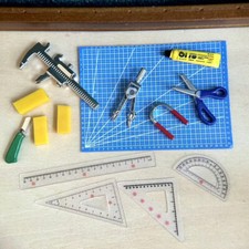 14PC Hand Tools 1:12 Scale Dollhouse Miniatures Accessories Triangle Plate Ruler Hand Tools Accessories price