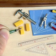 14PC 1:12 Scale Dollhouse Miniatures Hand Tools Triangle Plate Ruler Accessories Hand Tools Accessories price