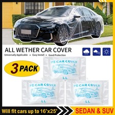 3 PACK Clear Plastic Disposable Car Cover Temporary Universal Rain Dust Garage Car Cover price
