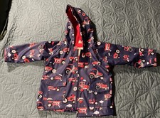 2t Hatley Rain Coat Farm Tractor Navy W/Red Lining Kids Toddler Baby Raincoat price