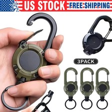 3Pack Retractable Carabiner Key Ring Heavy ID Badge Clip Outdoor EDC US Stock Key price