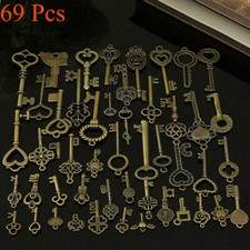 69PCS Skeleton Vintage Old Keys Multi Style Antique Bronze Lock Key New Key price