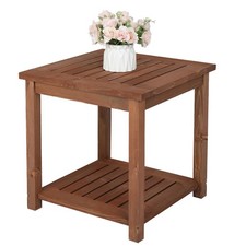 Outdoor Patio Side Table 18 Inch Square 2-Tier End Table for Garden Lawn Porch Garden Table price