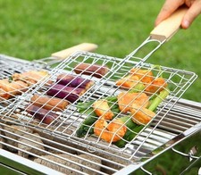 Stainless Steel BBQ Grill Folding Grilling Basket Home Barbecue Accessories Tool Grill & Barbecue Accessories price