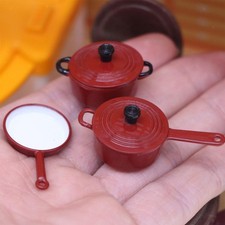Miniature Dollhouse Kitchen Accessories Decoration Gifts Metal Pots and Pans Pots and Accessories price