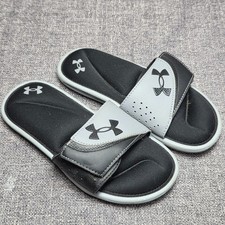 Under Armour UA B Ignite VI 3022728-101 Youth Gray Black Slides Youth Size 2 Boys' Slippers price