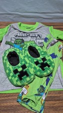 Toddler 4/5 3 Piece Minecraft Pajama Sleepwear Set With Slippers, PRE-OWNED Boys' Slippers price